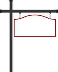 Obraz premium Illustration of a hanging sign board with blank copy space. Empty sign board with pole for your design. 