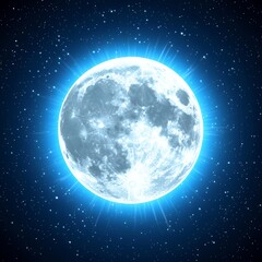 Obraz premium Radiant Full Moon in Dark Blue Night Sky with Stars