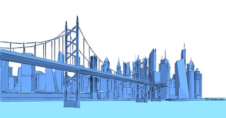  industrial landscape of a modern city 3d illustration