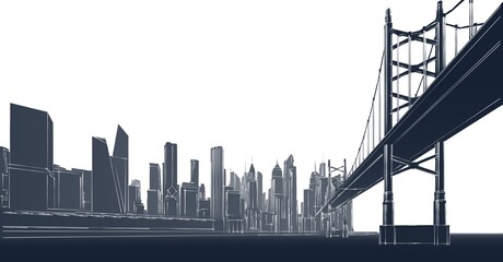  industrial landscape of a modern city 3d illustration