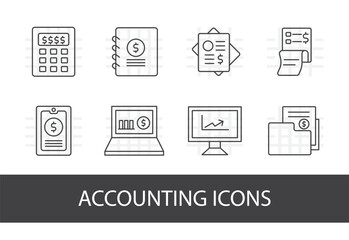 Accounting - thin line vector icon set