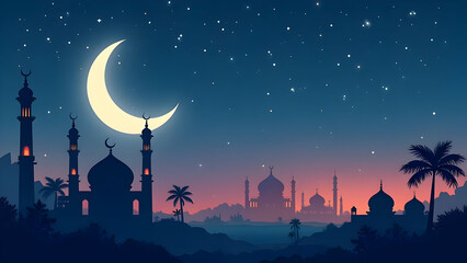 Naklejka premium Ramadan night background illustration