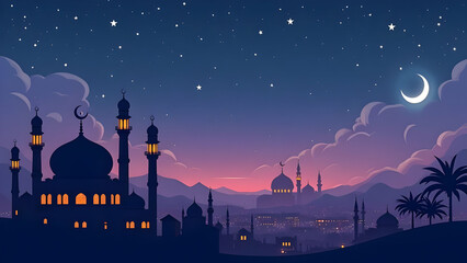 Ramadan night background illustration