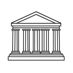 Obraz premium Linear icon with Bank building with pillars