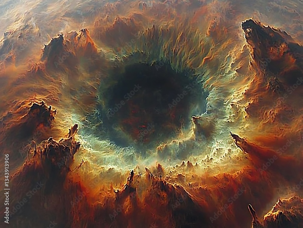Canvas Prints surreal view of a dark celestial hole in vibrant nebulae