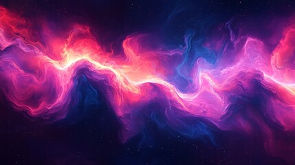 Obraz premium A glowing aurora of swirling neon paint waves floating in the sky