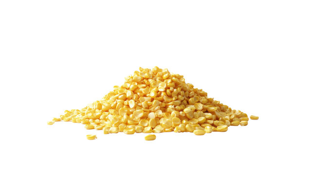 Pile of Yellow Split Mung Beans on Transparent Background for Healthy Cooking and Vegan Diet Ingredient for Indian Cuisine