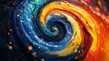 A mesmerizing spiral of blended paint forming infinite loops