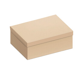 Kraft closed shoes packing carton box mockup. Vector illustration isolated on white background. Taking your 2D designs into 3D. Ready for your design. EPS10.