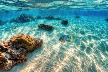 Juvenile Emperor Angelfish in Shallow Lagoon