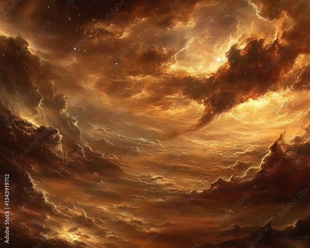 Wall mural a stunning depiction of celestial clouds and subtle stars within space