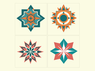Geometric Star Pattern Set with Tribal and Bohemian Aesthetic