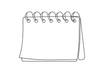 Continuous One Line Empty Loose-Leaf Calendar | Minimalist Planner Vector Illustration