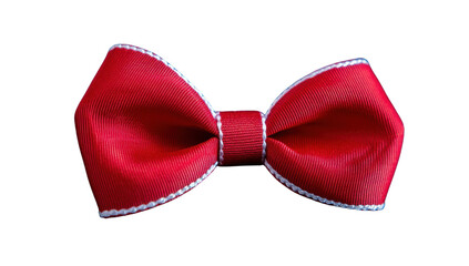 Elegant red bow tie with white trim on a transparent background, perfect for formal wear, celebrations, and special occasions Fashionable accessory for men and boys