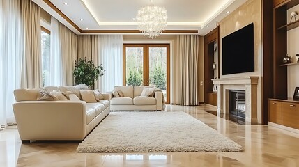 Fototapeta premium An elegant modern living room showcases luxurious furniture and style