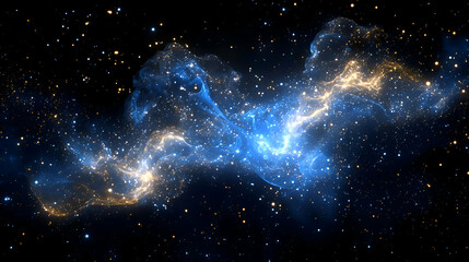 Vast Cosmic Nebula Illuminated by Twinkling Stars in the Depths of Space