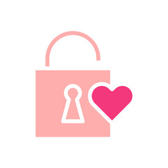 Padlock of Love and Heart Security Symbol Icon