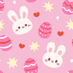 Vector Cute Easter seamless pattern. Hand drawn illustration with cartoon style for print, fabric, textile.
