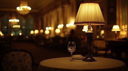 Elegant Table Lamp with Wine Glass in Luxurious Setting