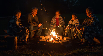 family and fireplace 