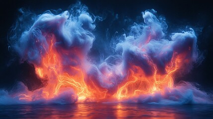 Fototapeta premium A glowing ink explosion resembling a digital lightning storm