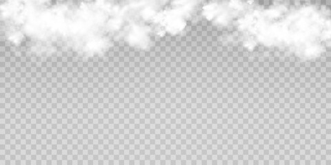 Fog or smoke isolated transparent special effect. White vector cloudiness, mist or smog background. Vector illustration	