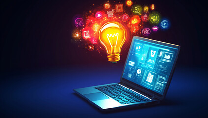 Digital technology e-learning concept for online internet courses