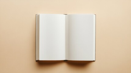 Minimalistic open book with blank pages on a muted pastel background, copy space