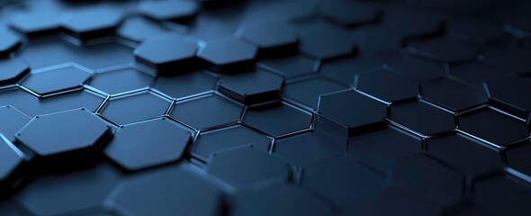 Obraz premium Abstract Hexagonal Pattern, Dark Blue Technology Background