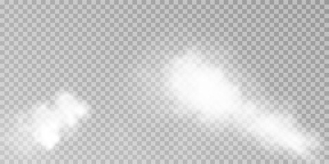Fog or smoke isolated transparent special effect. White vector cloudiness, mist or smog background. Vector illustration	