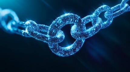 A glowing digital chain link symbolizing connectivity and technology.