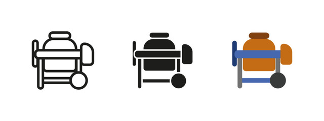 Cement mixer icon. Construction and industrial equipment vector illustration. Used for mixing concrete on building sites. Essential machine for contractors, road work and heavy-duty engineering.