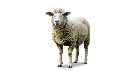 Obraz premium Qurban Sheep for Eid al-Adha – White Sheep Isolated on White Background 