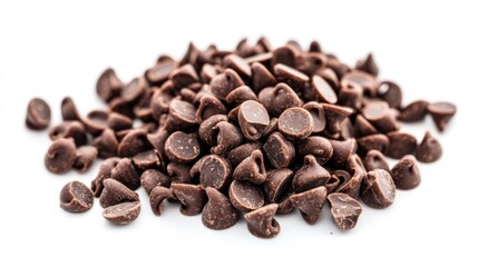 Obraz premium Decadent chocolate chips pile, perfect for baking and sweet creations