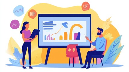 A business coach giving a virtual seminar to global participants