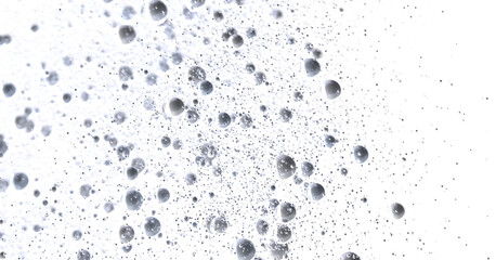 Abstract background with silver bubbles floating on white. Perfect for cosmetic or tech designs.