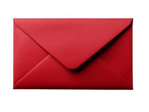 Opened envelope mockup with blank paper on transparent background.