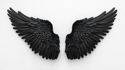 Dramatic black feather wings symbolizing power, fantasy, and gothic themes