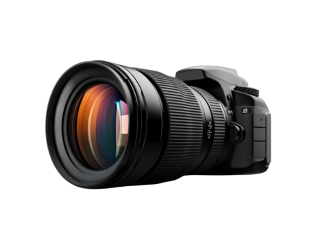 Professional zoom lens on transparent background. - Powered by Adobe