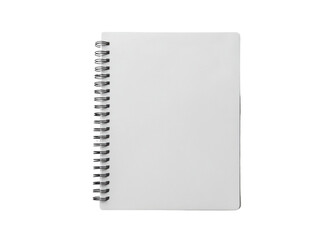 Spiral bound notebook mockup on transparent background.