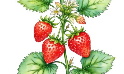 Vibrant strawberry plant illustration