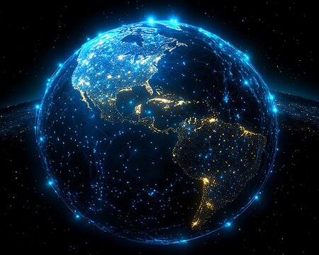 A digital globe representing global data and information networks