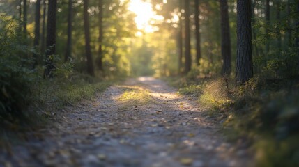 Fototapeta premium Two diverging forest paths: one overgrown, the other well-kept, symbolizing choices between tradition and progress.