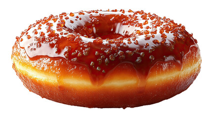 Delectable Glazed Donut: A close-up shot of a freshly glazed donut, glistening with a rich, caramel-colored glaze. A culinary delight, perfect for satisfying cravings.