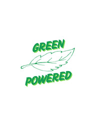 Green powered text design eco friendly logo