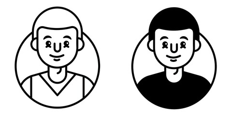 Boy editable stroke outline icon isolated on white background flat vector illustration, black outline, Pixel perfect