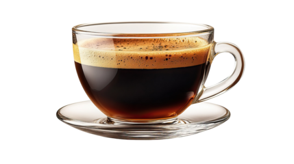 Aromatic Brew: A beautifully presented cup of rich, dark coffee, brimming with flavor and warmth, photographed in a clean, inviting style.