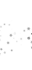 A digital illustration of scattered silver stars on a black background. The stars are of different sizes and create a sparkly, glittering effect.