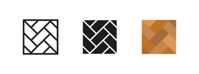Floor icon. Parquet wood pattern vector illustration. Decorative tile design symbol for interior and architecture. Modern and classic surface texture pictogram for home and office decor.