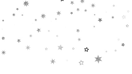 Abstract background with scattered silver stars on a black backdrop. The design evokes a starry night sky or a galaxy, creating a sense of cosmic wonder.